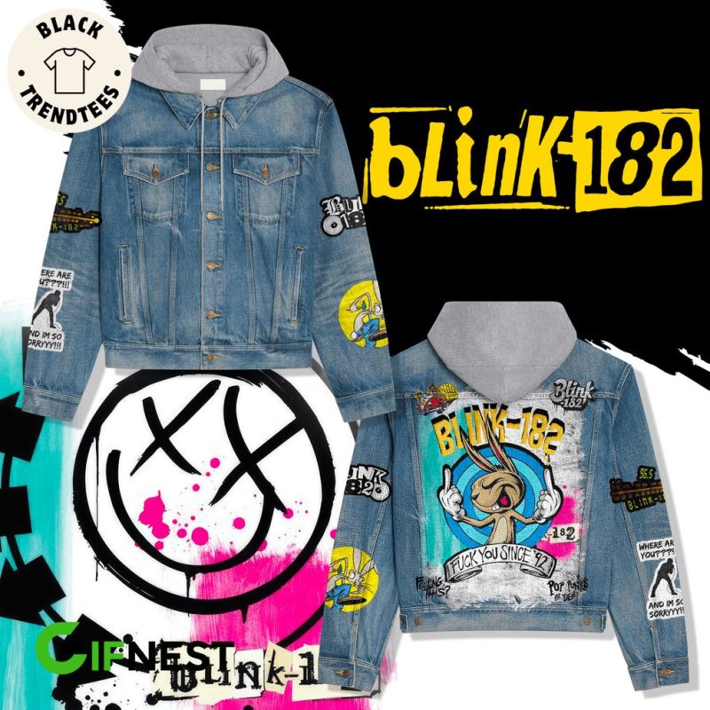 Blink 182 Fuck You Since 92 Mascot Design Hooded Denim Jacket