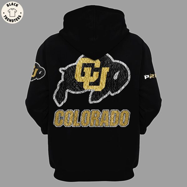 Colorado Buffaloes Football Logo Design On Shirt Front And Arms Black Hoodie And Pants