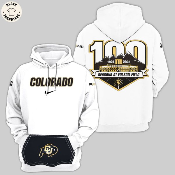 Colorado Buffaloes Football Nike Logo 100 1924-2023 Seasons At Folsom Field Hoodie And Pants