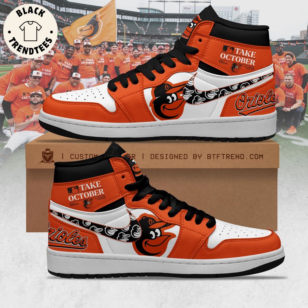 Take October Baltimore Orioles  Mascot Logo Nike High Top Shoes
