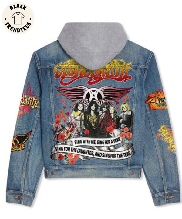 Aerosmith Sing With Me, Sing For A Year Hooded Denim Jacket