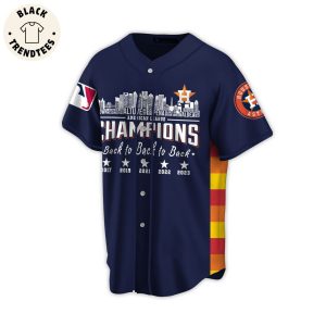 American League Champions Back To Back To Back Houston Astros City Landscape Blue Design Baseball Jersey