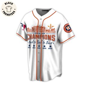 American League Champions Back To Back To Back Houston Astros City Landscape White Design Baseball Jersey
