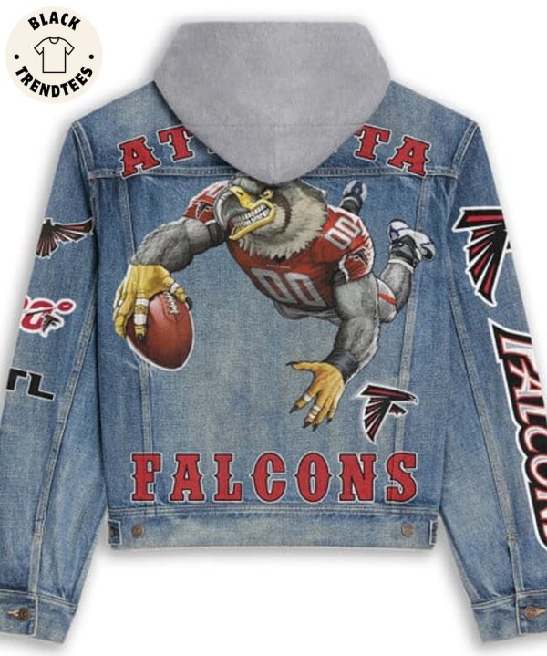 Atlanta Falcons Freddie Falcon Design Hooded Denim Jacket