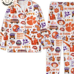 AVAILABLE Go Tigers Clemson Tigs On Top Love All In White Pijamas Set