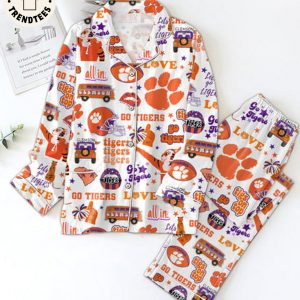 AVAILABLE Go Tigers Clemson Tigs On Top Love All In White Pijamas Set