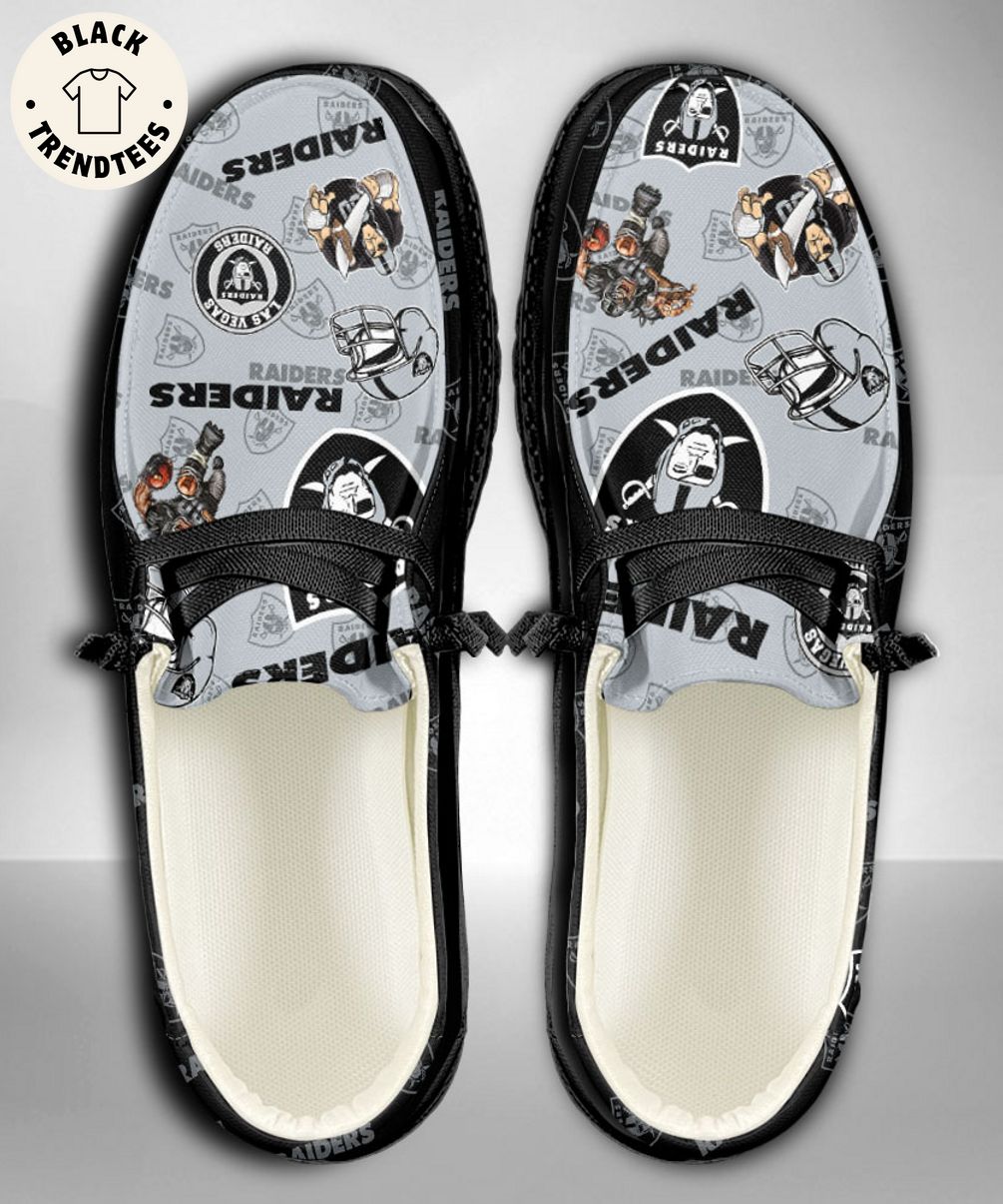 [AVAILABLE] NFL Las Vegas Raiders Custom Name Hey Dude Shoes