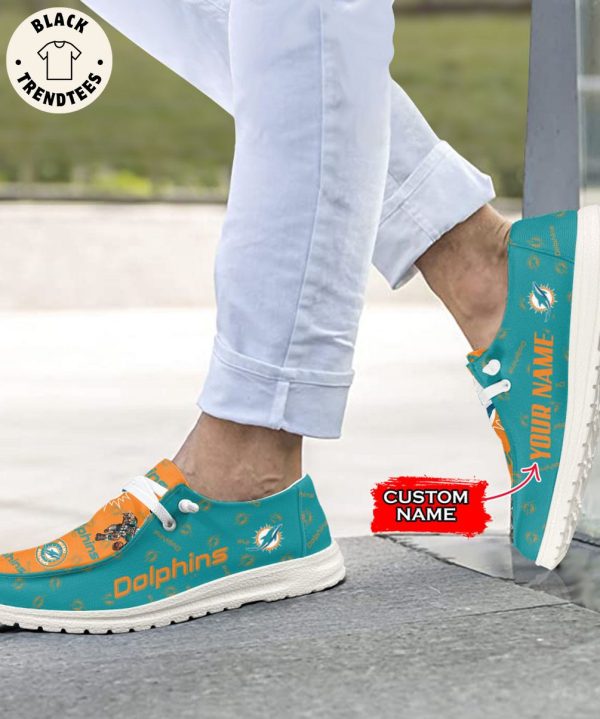 AVAILABLE NFL Miami Dolphins Custom Name Hey Dude Shoes
