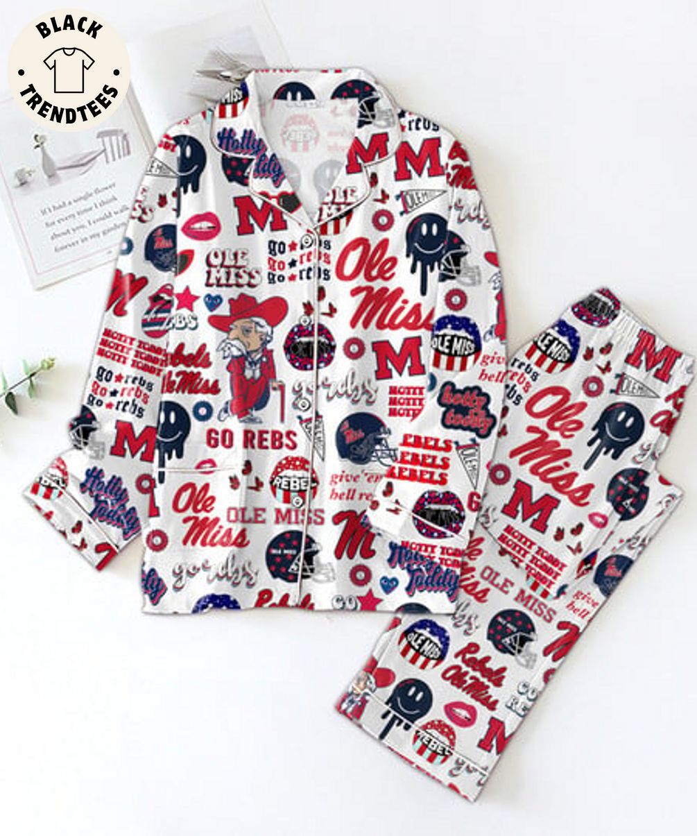 [AVAILABLE] Ole Miss Hotty Toddy Rebels Go Rebs White Pijamas Set