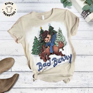 Bad Bunny Boy Riding A Horse Christmas Design Pijamas Set