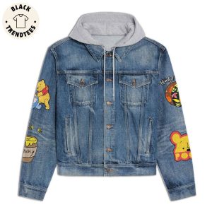 Bonnie Bear Friends Giving Cartoon Character Design Hooded Denim Jacket