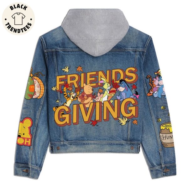 Bonnie Bear Friends Giving Cartoon Character Design Hooded Denim Jacket