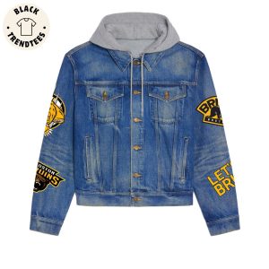 Boston Bruins Fear The Bear Mascot Design Hooded Denim Jacket