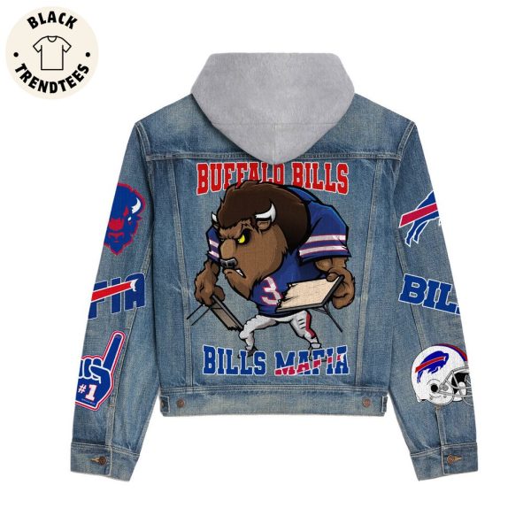 Buffalo Bills Bills Mafia Billy Mascot Design Hooded Denim Jacket