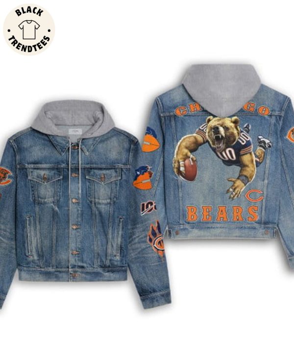 Chicago Bears Mascot Design Hooded Denim Jacket