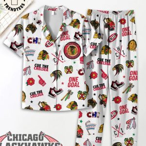 Chicago Blackhawks Cue The Chelsea One Goal Flower Design Pijamas Set