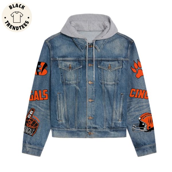 Cincinnati Bengals Mascot Design By Who Dey Hooded Denim Jacket