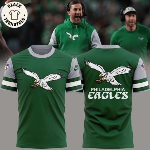 Coach Nicholas John Siriannis Green Philadelphia Eagles Mascot Design 3D T-Shirt