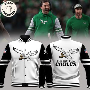 Coach Nicholas John Sirianni’s Philadelphia Eagles NFL Logo Black White Design Baseball Jacket