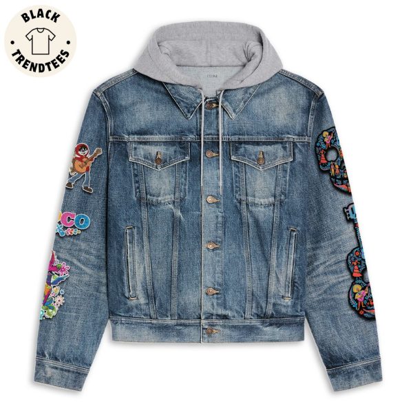 Coco Halloween Design Hooded Denim Jacket