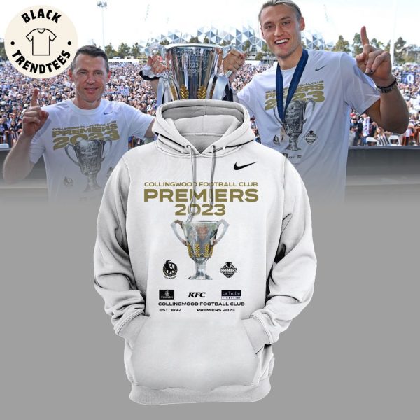 Collingwood Football Club Premiers 2023 White Mascot Design 3D Hoodie