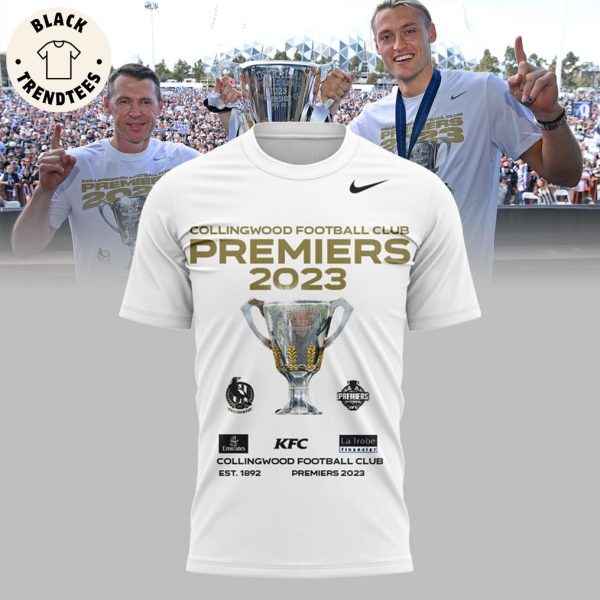Collingwood Football Club Premiers 2023 White Mascot Design 3D Hoodie