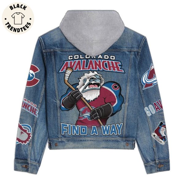 Colorado Avalanche Find A Way Mascot Design Hooded Denim Jacket