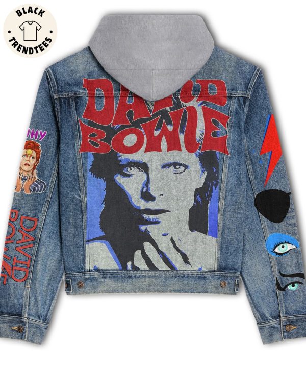 David Bowie Hooded Eyes Hooded Denim Jacket