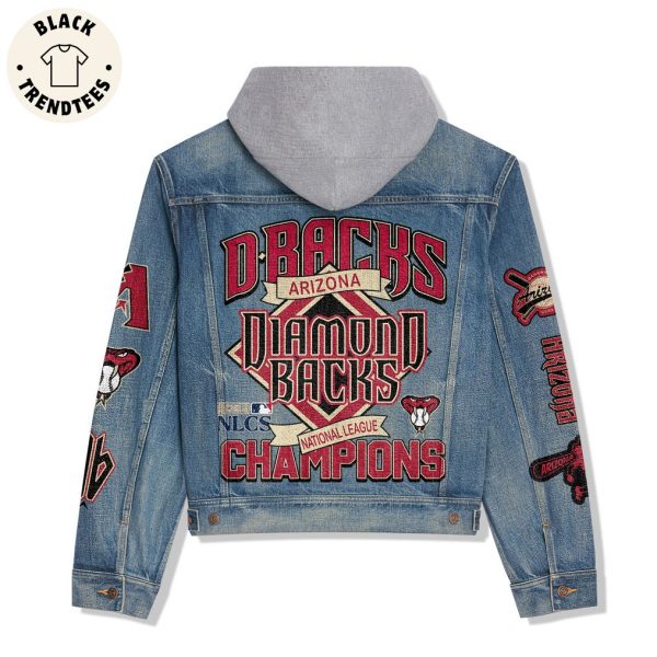 Dbacks Arizona Diamond Backs National League Champions Python Snake Design Hooded Denim Jacket