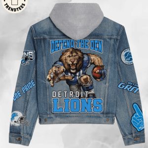 Detroit Lions Football Logo Design Hooded Denim Jacket