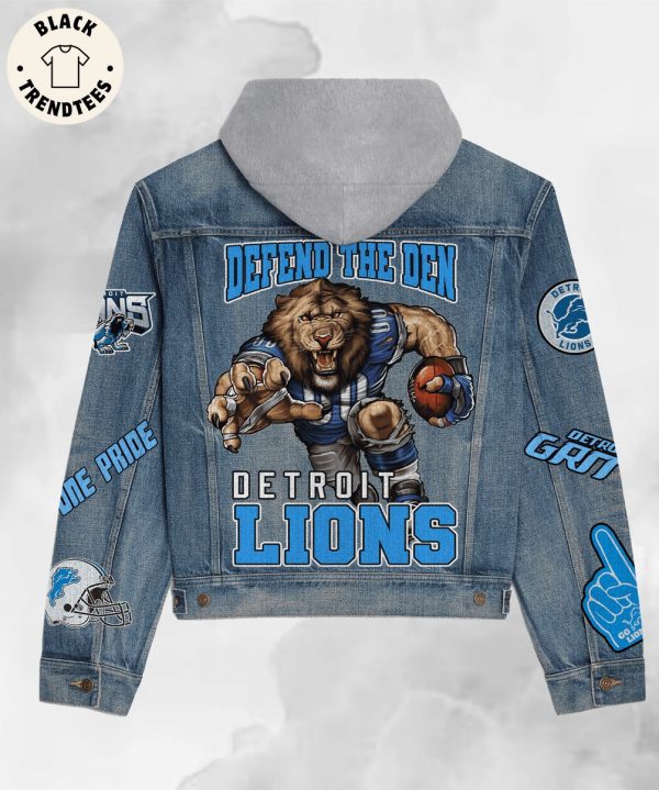 Detroit Lions Football Logo Design Hooded Denim Jacket