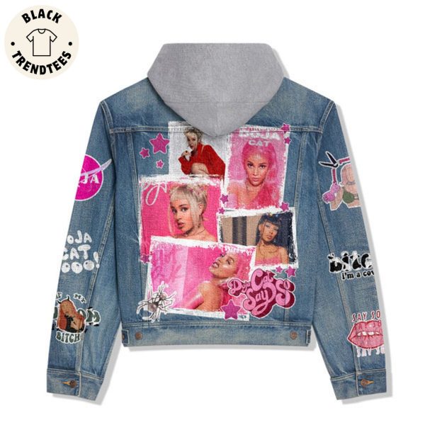 Doja Cat Say So Portrait Pink Design Hooded Denim Jacket