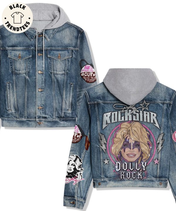 Dolly Rock Star Portrait Design Hooded Denim Jacket