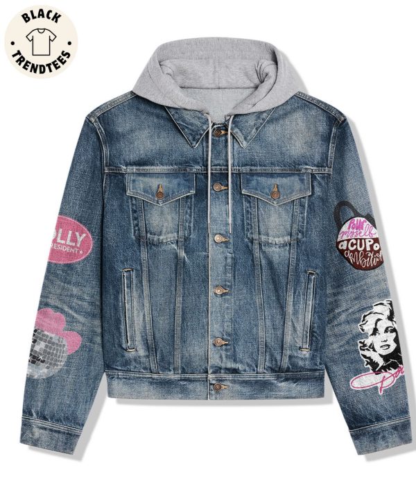 Dolly Rock Star Portrait Design Hooded Denim Jacket