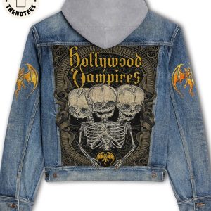 Dollywood Vampires Skullcap Design Hooded Denim Jacket