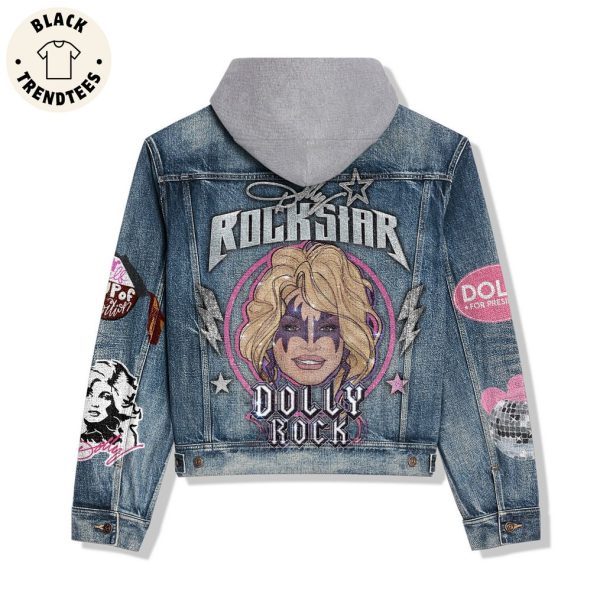 Dooly Rock Rock Star Portrait Design Hooded Denim Jacket