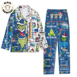 Dutch Bros Grinch  Holding A Glass Of Water To Drink Design Pijamas Set