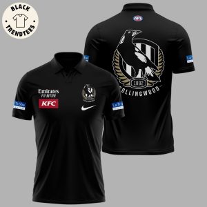 Emirates Fly Better KFC Collingwood Football Club Black Mascot Logo Design 3D Polo Shirt