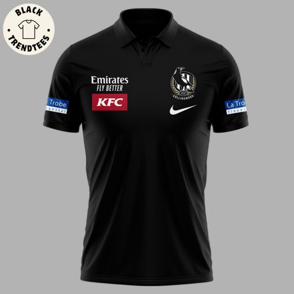 Emirates Fly Better KFC Collingwood Football Club Black Mascot Logo Design 3D Polo Shirt