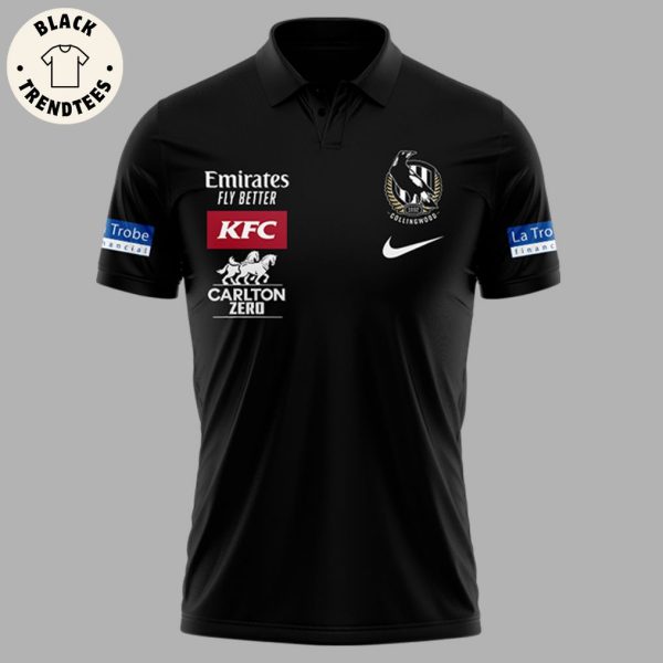 Emirates Fly Better KFC Collingwood Football Club Black Nike Logo Design 3D Polo Shirt