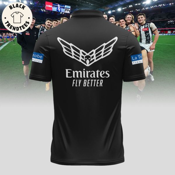 Emirates Fly Better KFC Collingwood Football Club Nike Logo Black Design 3D Polo Shirt