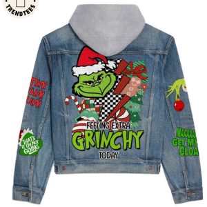 Feeling Extra Grinchy Today That’s It.I’m Not Going Christmas Hooded Denim Jacket