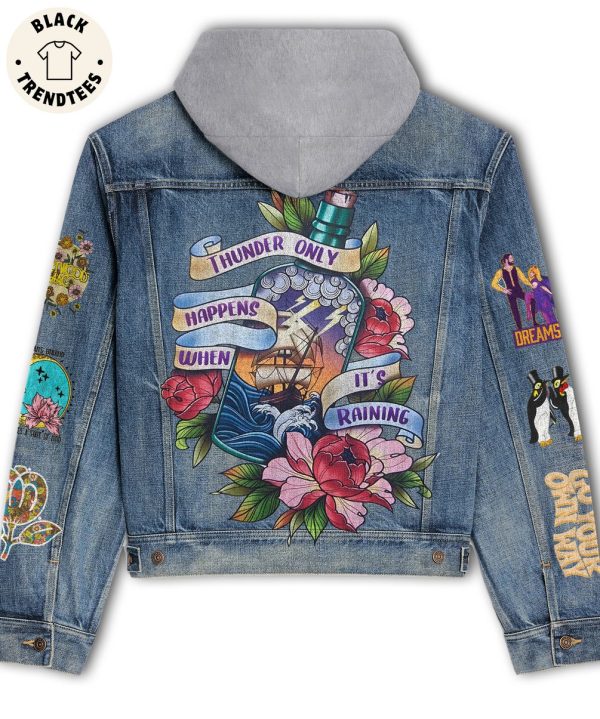 Fleetwood Mac Rock Band American Flower Design Hooded Denim Jacket