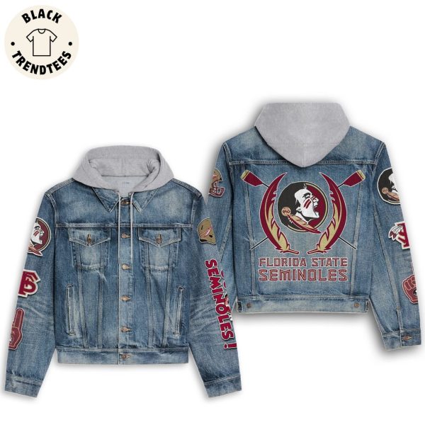 Florida State Seminoles Logo Design Hooded Denim Jacket