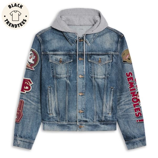 Florida State Seminoles Logo Design Hooded Denim Jacket