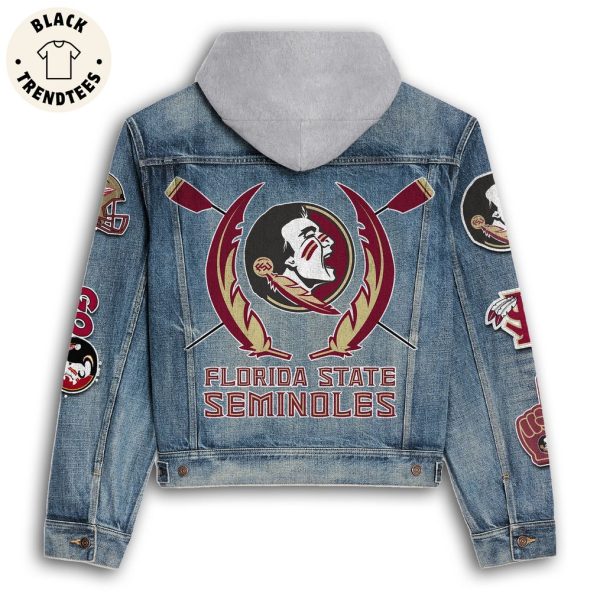 Florida State Seminoles Logo Design Hooded Denim Jacket