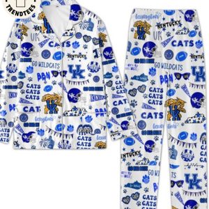 Go Big Blue Kentuckey Wild Cat White Pijamas Set