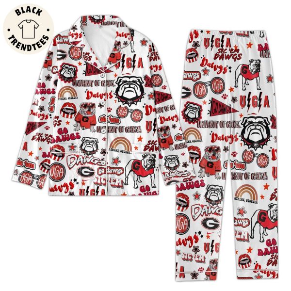 Go Dawgs Universersity Of Georgia Bull Dogs Red Desin Pajamas Set