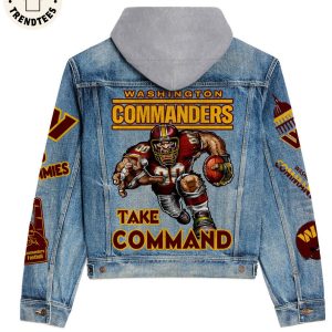 Go Washington Commanders Hand Logo Design Hooded Denim Jacket