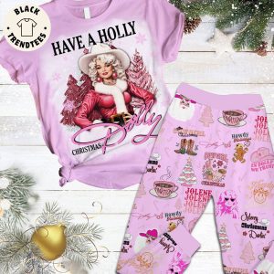 Have A Holly Christmas Dolly Pink Christmas Design Pajamas Set